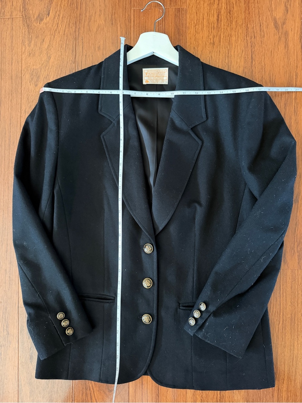Vintage Pendleton 100% Virgin Wool Black Blazer Gold Buttons Lined USA Size 6 - Picture 12 of 14